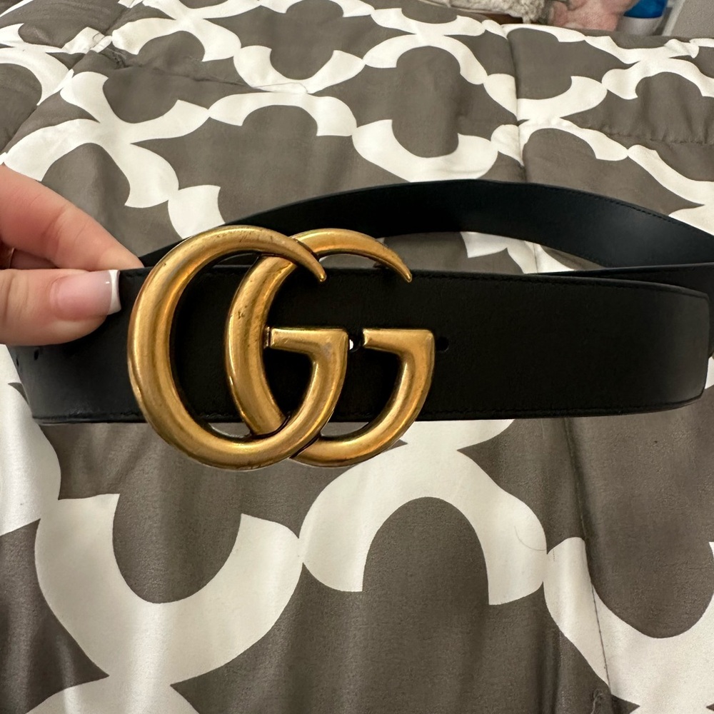 Gucci Marmont Black Gold Belt Size 36/90
